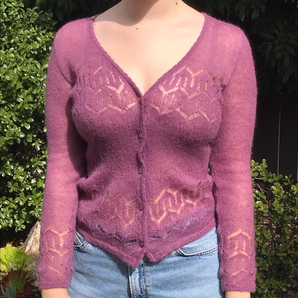 Jill Stuart Purple Wool Ethereal Cardigan